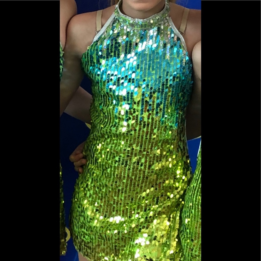 Lime green sequin dress